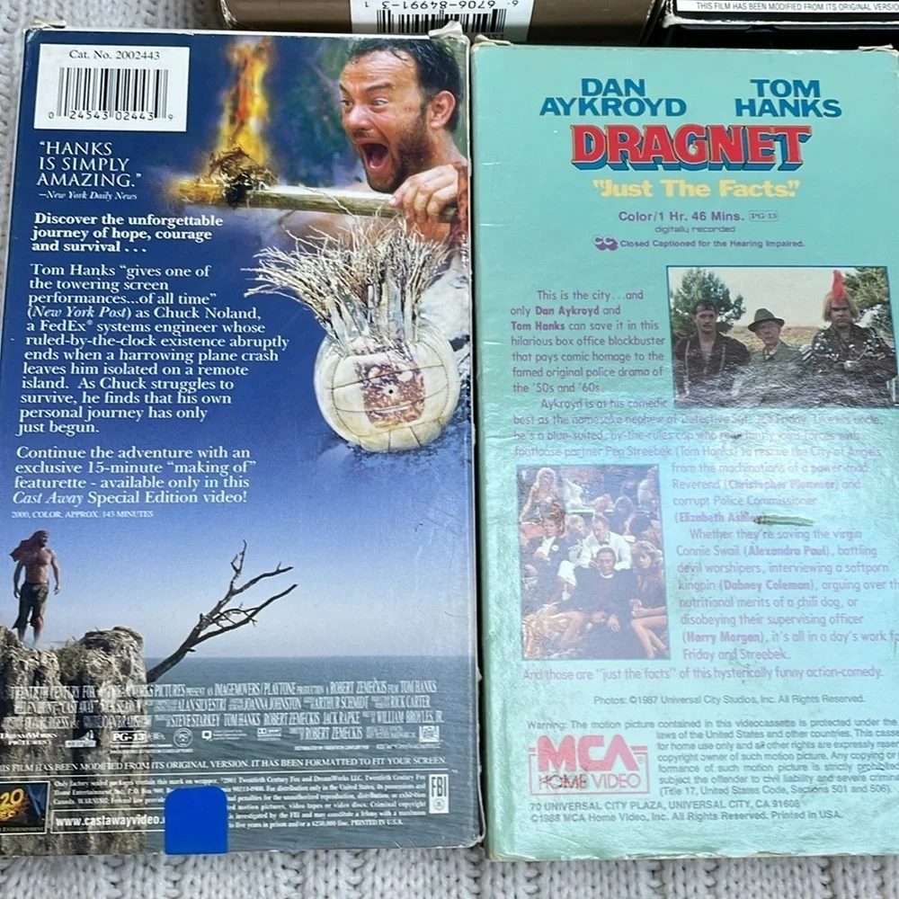 VHS Tom Hanks movie bundle. Cast Away Dragnet Forrest Gump Apollo13 Saving Ryan